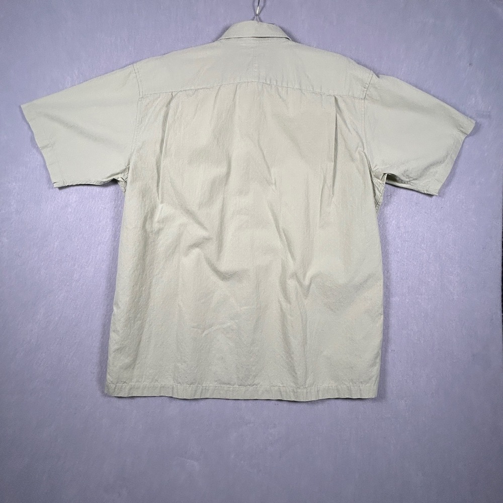 Jos. A. Bank Men L Stay Cool Seersucker Button Down Short Sleeve Sage Green Grid - Picture 5 of 8
